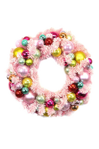 flocked pink christmas wreath