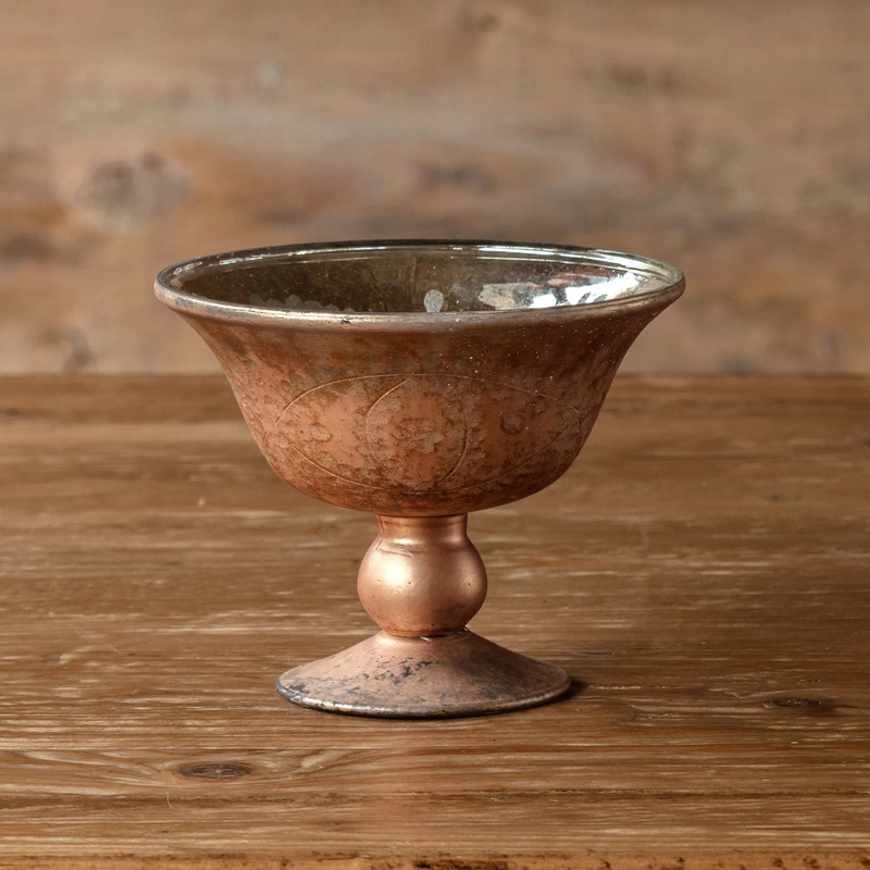 Antique Copper Etched Compote Small