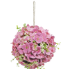 fuchsia hydrangea orb, hanging flower ball, 6 inch floral sphere, bright artificial hydrangea, garden party decor, spring floral accent, hanging floral orb decoration, bold pink flower orb, romantic home decor, faux hydrangea arrangement