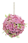 fuchsia hydrangea orb, hanging flower ball, 6 inch floral sphere, bright artificial hydrangea, garden party decor, spring floral accent, hanging floral orb decoration, bold pink flower orb, romantic home decor, faux hydrangea arrangement