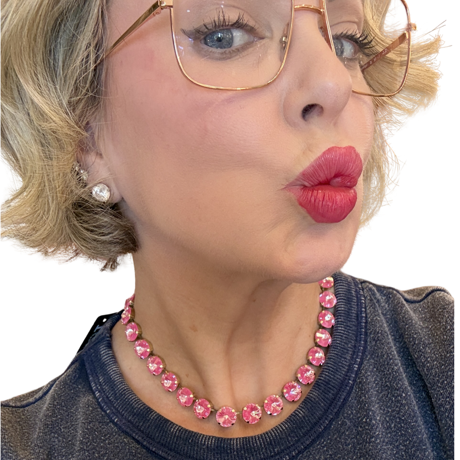 fucshia swarovski pink sofia ultra tova swarovski choker necklace