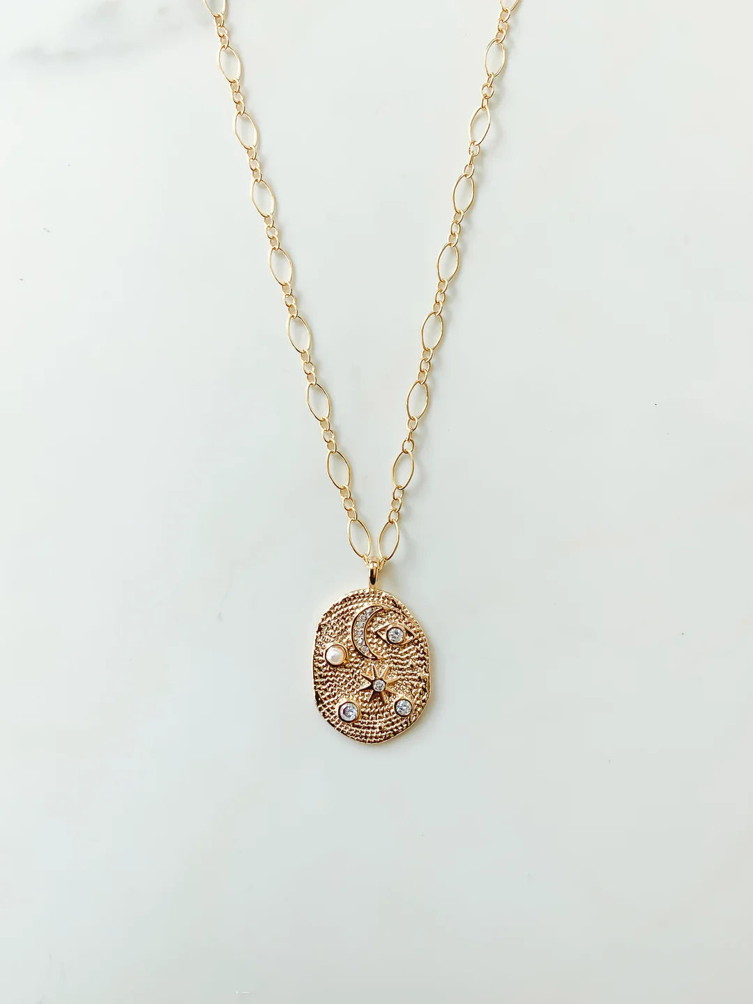 galaxy necklace, celestial jewelry, pearl and cz necklace, gold filled pendant necklace, night sky jewelry, star necklace, long short chain necklace, artisan celestial pendant