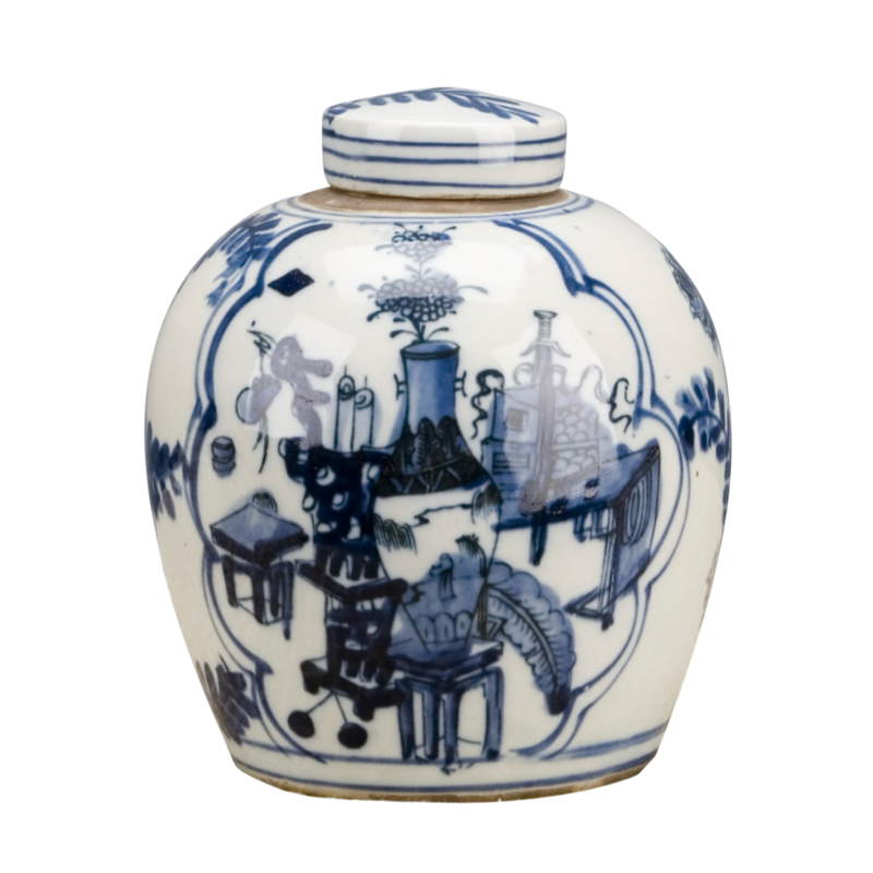 Blue and White Porcelain Ginger Jar