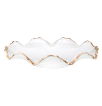 glass bowl ruffled gold edge decorative transparent background