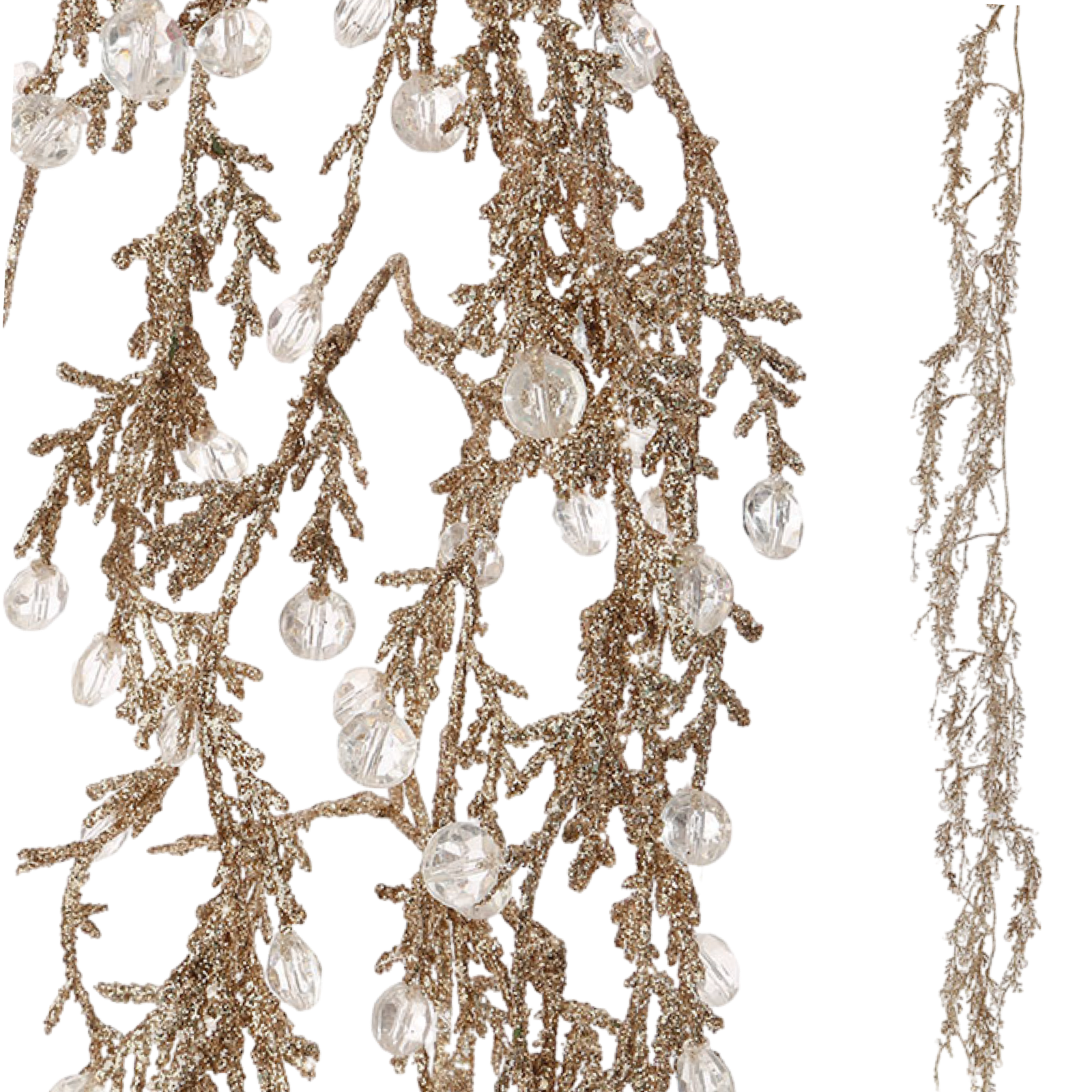 glittered holiday garland, 6 foot ice garland, gold Christmas garland, shimmering Christmas decor, acrylic ice garland, festive gold garland, glitter garland for mantel, holiday sparkle decor, Christmas glam garland, gold icy garland