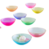glitterville dessert bowls, rainbow glass bowls, gilded rim dessert bowls, glitterville set of 8 bowls, colorful glass dessert set, rainbow entertaining dishes, rainbow tableware, rainbow party bowls, colorful dessert bowls set, glitterville rainbow collection