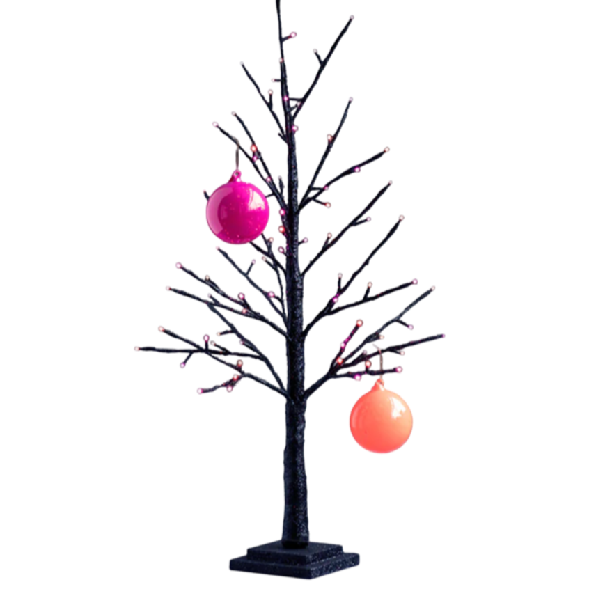 glitterville halloween black led pink orange tree