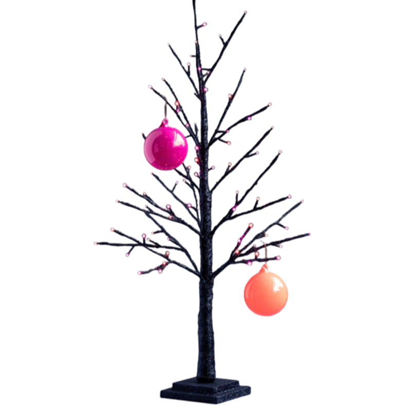 glitterville halloween black led pink orange tree