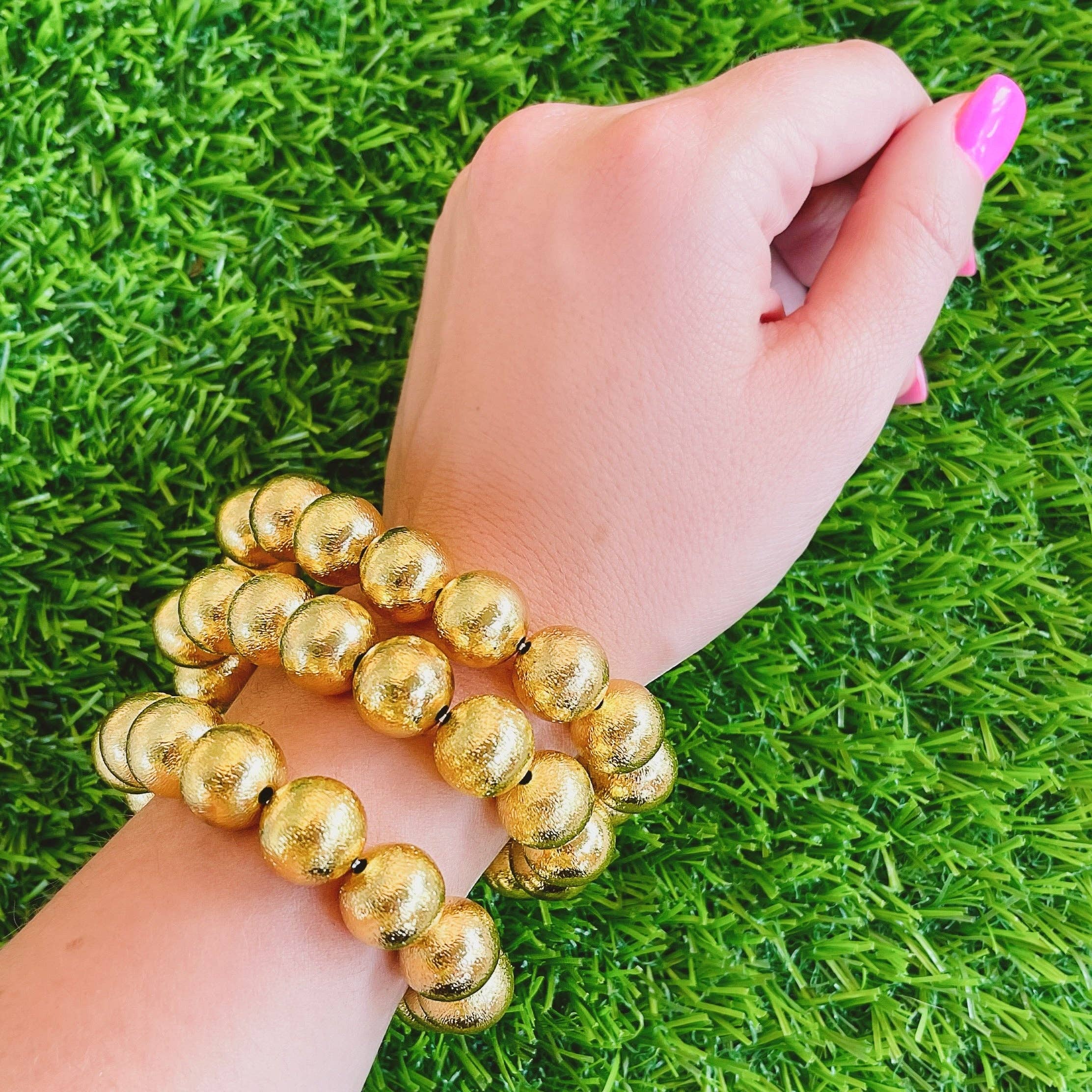 gold beaded bracelet, black and gold bracelet, stackable stretch bracelet, Brianna bracelet, minimalist gold beaded jewelry, casual fashion bracelet, stretchy layering bracelet, black beaded stretch bracelet, everyday bracelet for women, modern beaded bracelet

