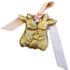 gold bunny clay easter ornament on satin ribbon