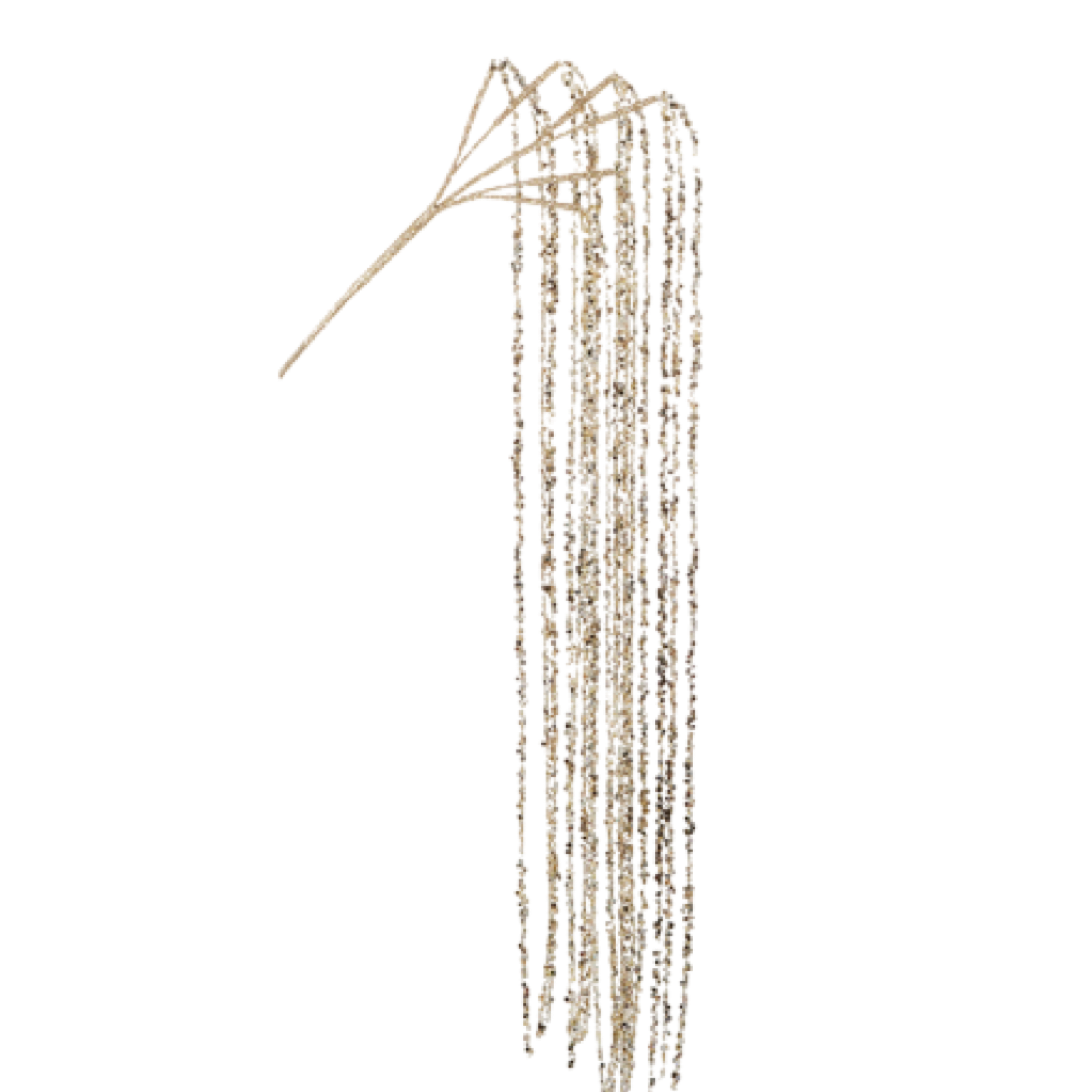 Long, thin gold chain on a white background