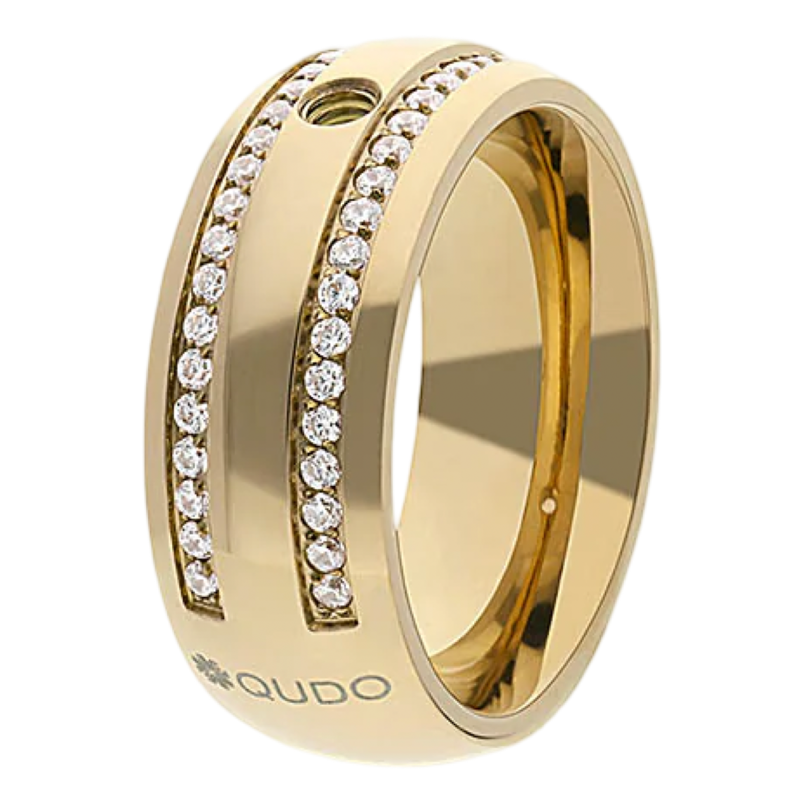 gold lecce qudo ring with pave accents interchangeable swarovski crystal jewelry 