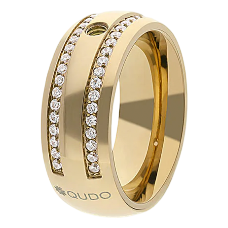 gold lecce qudo ring with pave accents interchangeable swarovski crystal jewelry 