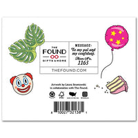 Product packaging with colorful illustrations and branding on a white background