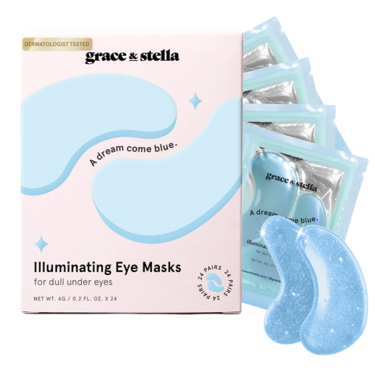 blue illuminating single packaged eye mask for dull eyes