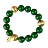 green beaded bracelet, black and gold stretch bracelet, Brianna bracelet green, stackable bead bracelet, casual everyday jewelry, stretchy fashion bracelet, layering bracelet for women, modern beaded bracelet, green and gold bracelet, comfy chic bracelet

