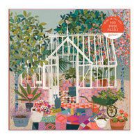 greenhouse puzzle, garden puzzle, Galison puzzle, 500 piece jigsaw, plant lover gift, colorful garden puzzle, USA made puzzle, recycled paper puzzle, puzzle for adults, floral puzzle