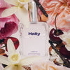 hair perfume, alcohol-free hair mist, cherry jasmine vanilla fragrance, Hally Hair Lady H, lightweight shine spray, clean hair fragrance, moisturizing hair mist, shine mist for hair, hair scent spray, hydrating hair perfume