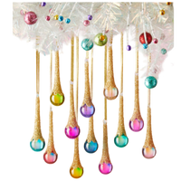 Glitterville gold and colored glass drop ornaments