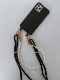 handmade cell phone wristlet, pearl cell phone wristlet, sea pearl charm wristlet, elegant phone accessory, luxury phone holder