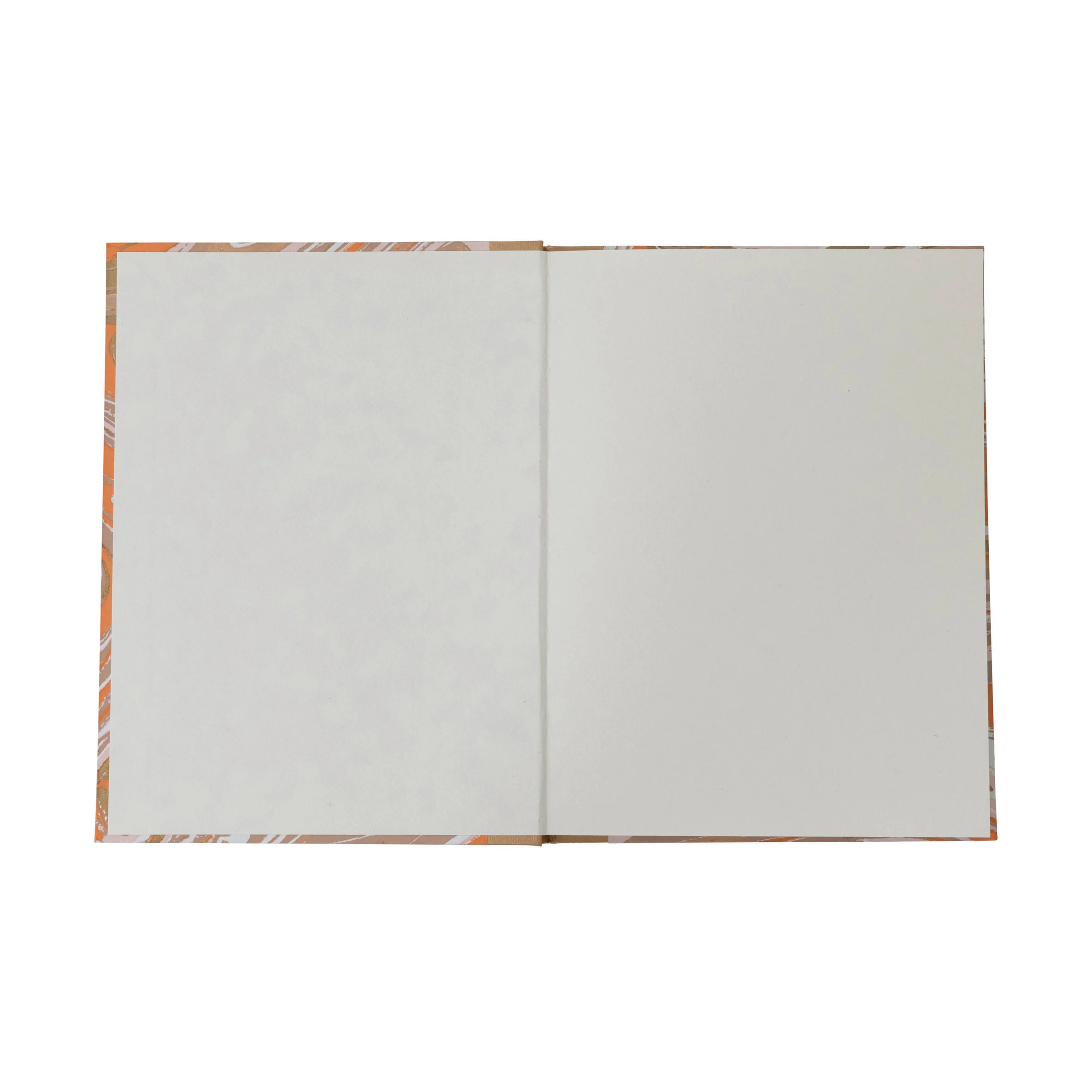 Open notebook with white pages on a white background