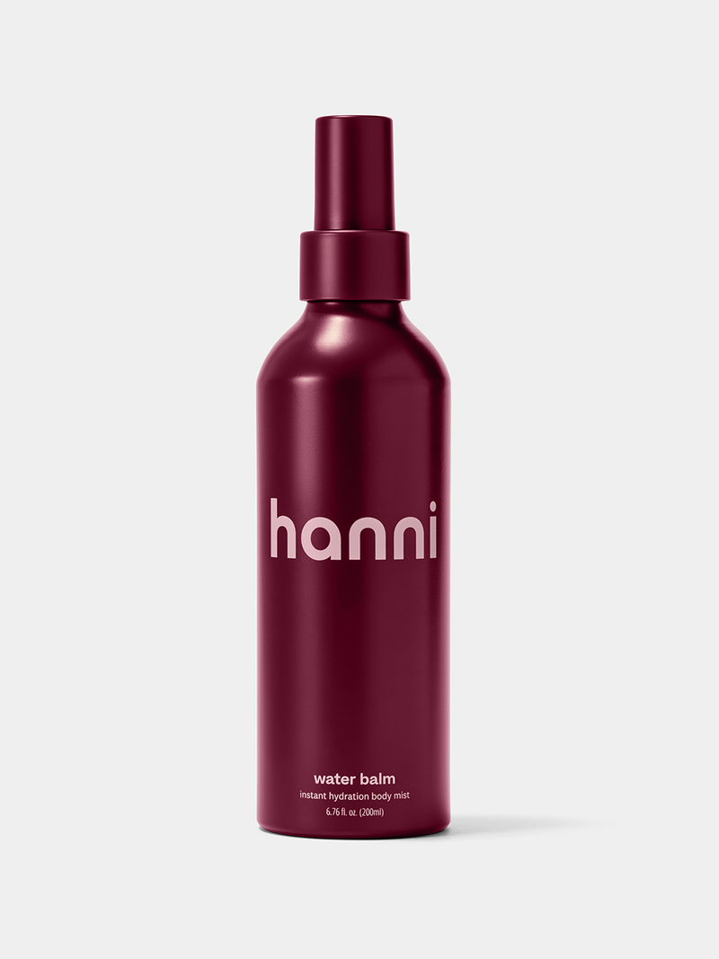 hanni water balm, spray-on body moisturizer, lightweight lotion alternative, fast absorbing body spray, natural mosquito repellent spray, water-based body mist, quick dry moisturizer, multitasking body balm, hanni skincare mist, hydrating bug repellent