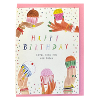 happy birthday cupcake card, Mr. Boddington birthday card, confetti cupcake greeting card, hand-drawn birthday card, whimsical birthday card NYC, blank inside birthday card, printed in New York greeting card, confetti birthday stationery, cute cupcake card
