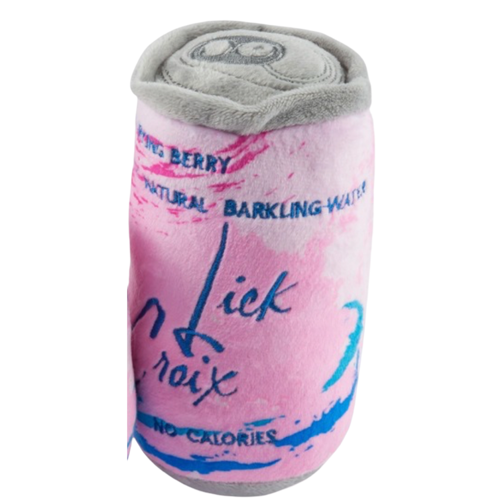 Pink and gray rolled-up towel with text on a white background