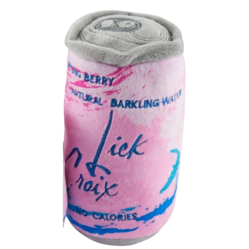 Pink and gray rolled-up towel with text on a white background
