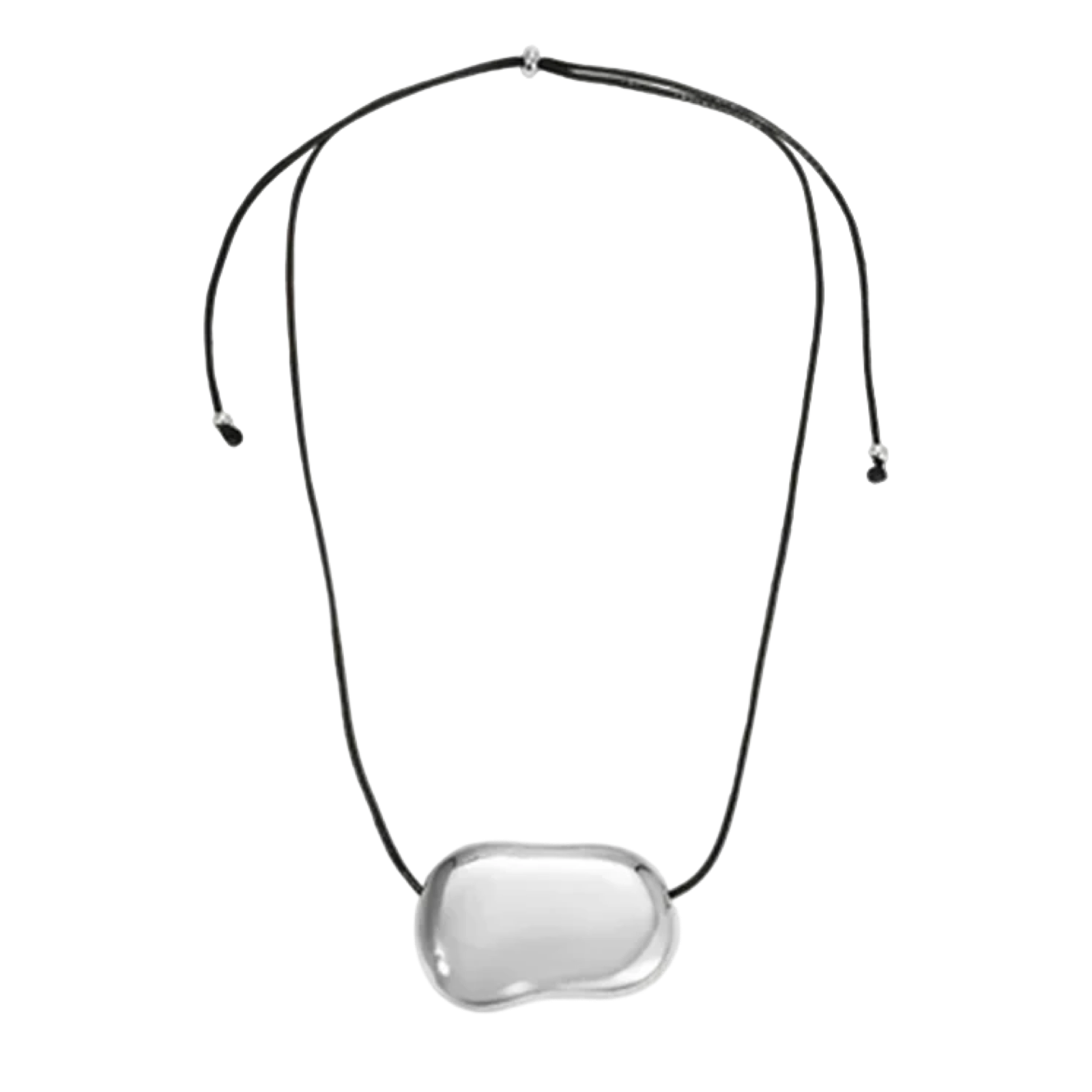 Necklace with a clear pendant on a white background