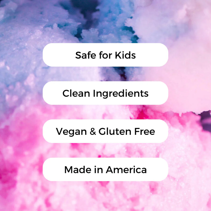Text on a colorful abstract background indicating product features.