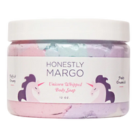 Jar of Unicorn Whipped Body Soap by Honestly Margo on a white background