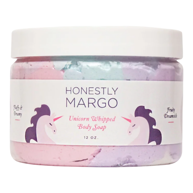 Jar of Unicorn Whipped Body Soap by Honestly Margo on a white background