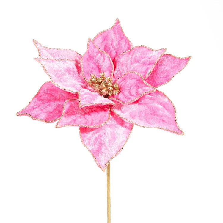 21" Hot Pink Velvet Poinsettia Stem