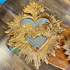 immaculate sacred heart gold tin rosary jesus mirror handmade
