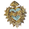 immaculate sacred heart gold tin rosary jesus mirror handmade