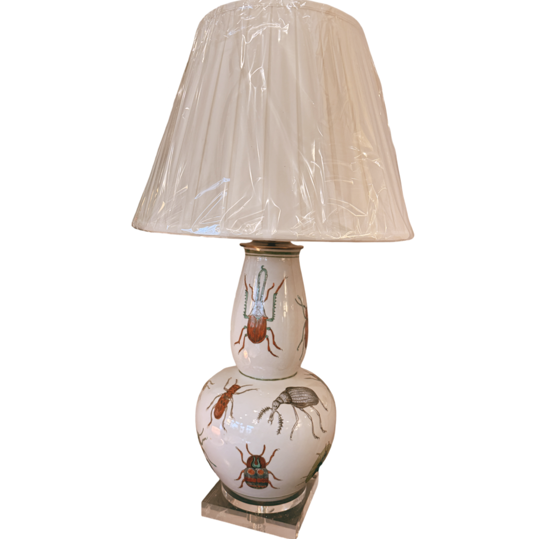 insect porcelain table lamp pleated shade