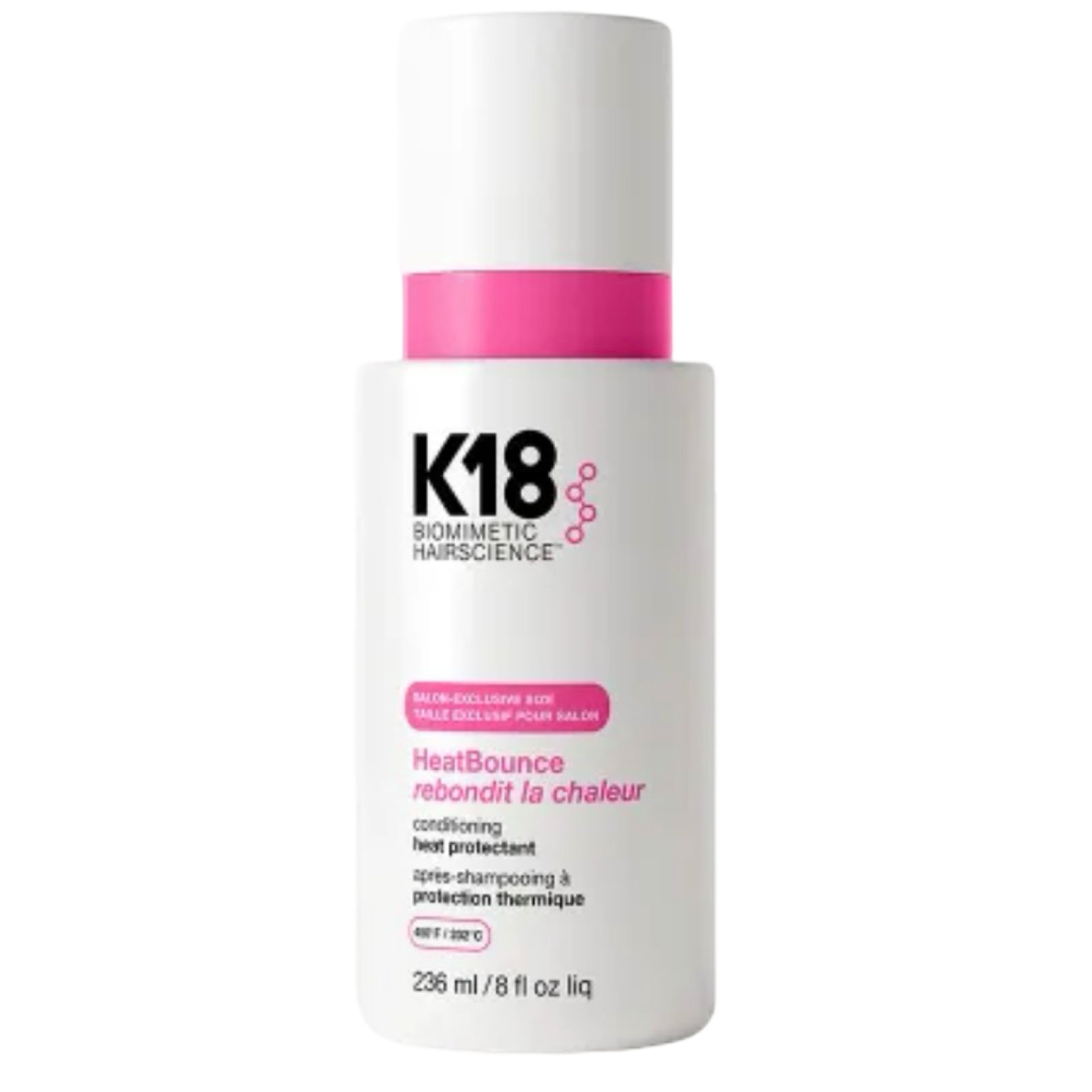 K18 HeatBounce hair product bottle on a white background