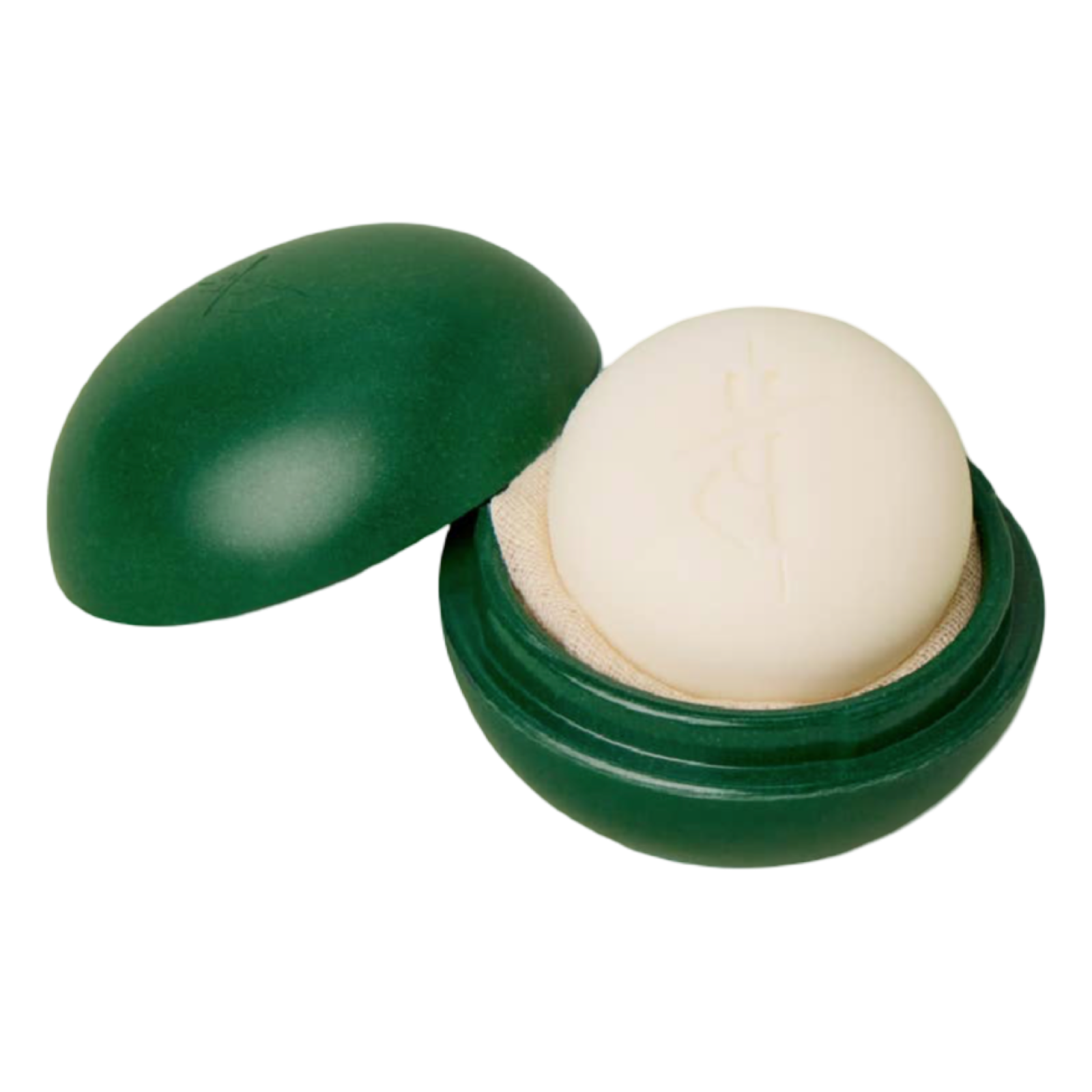 Kate McLeod Body Stone Travel Case in Mint and Pine with a subtly speckled finish and embossed logo.