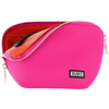 kusshi everyday makeup bag, bubble gum pink makeup bag, kusshi cosmetic bag, travel makeup bag, stylish toiletry bag, kusshi pink orange bag, everyday beauty bag, durable fabric makeup bag