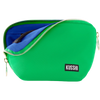 kusshi everyday makeup bag, kelly green makeup bag, kusshi cosmetic bag, travel makeup bag, stylish toiletry bag, kusshi green navy bag, everyday beauty bag, durable fabric makeup bag