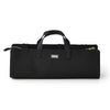 Black carrying case with handle and visible brand logo on a white background
