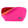 
kusshi signature makeup bag, bubble gum pink cosmetic bag, kusshi large makeup bag, travel makeup organizer, pink orange makeup bag, kusshi toiletry bag, signature beauty bag, durable fabric makeup case