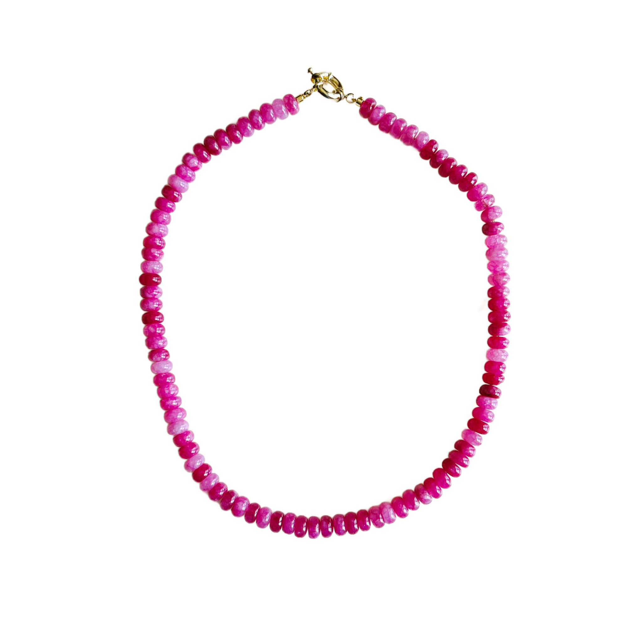 light pink gemstone necklace, pastel pink candy necklace, gold clasp charm necklace, handmade Charleston jewelry, 17 inch beaded necklace, dainty pink beaded necklace, soft pink layering necklace, artisan gemstone jewelry, pink charm-ready necklace, everyday feminine necklace