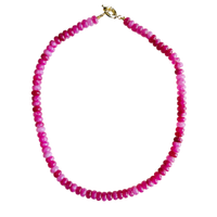 light pink gemstone necklace, pastel pink candy necklace, gold clasp charm necklace, handmade Charleston jewelry, 17 inch beaded necklace, dainty pink beaded necklace, soft pink layering necklace, artisan gemstone jewelry, pink charm-ready necklace, everyday feminine necklace