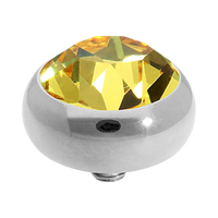 QUDO Sesto silver Green and Golden Collection, interchangeable jewelry, gold crystal topper, green crystal jewelry, golden crystal jewelry, QUDO topper, interchangeable ring topper, stackable jewelry, Swarovski crystal jewelry, luxury fashio