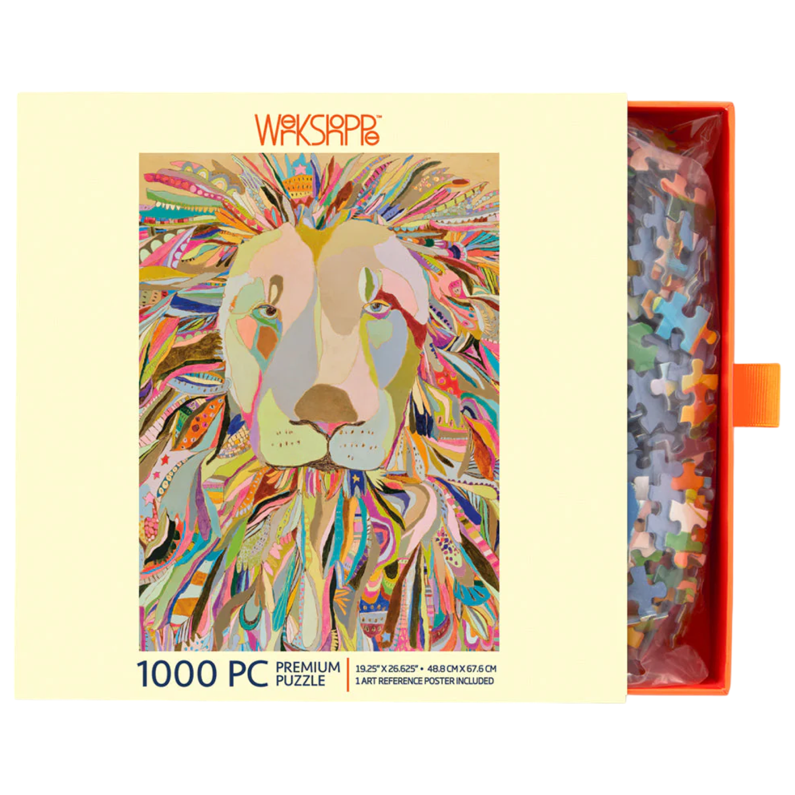 Colorful puzzle box with a lion illustration and 'Wayside' branding.