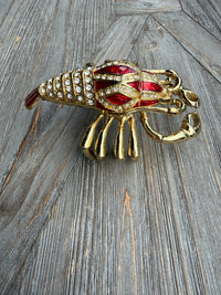 lobster trinket box, jeweled lobster box, coastal decor, vintage trinket box, rhinestone trinket box, lobster collectible, Palm Beach decor, coastal home decor, decorative box, red enamel lobster, collectible trinket box, whimsical home decor, bookshelf styling, coffee table decor, hostess gift, beach house decor, vintage collectible, decorative keepsake box, nautical decor, one of a kind vintage