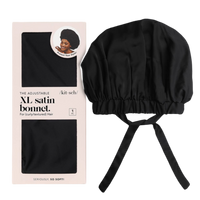 Satin Sleep XL Adjustable Bonnet - Black