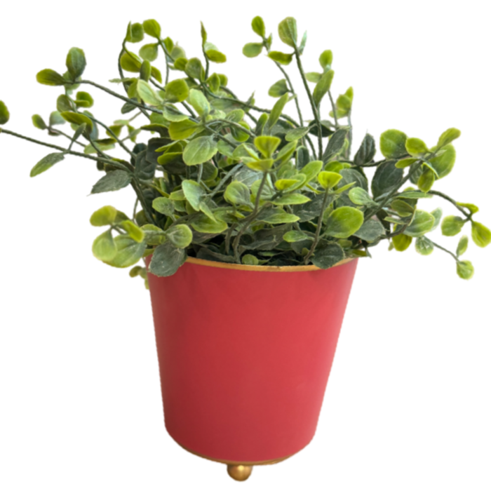 magenta cachepot planter, 4 inch metal planter, round decorative plant pot, small pink planter, colorful cachepot container, desk organizer cachepot, bright floral cachepot, vibrant home decor accent, mini metal cachepot, stylish kitchen utensil holder